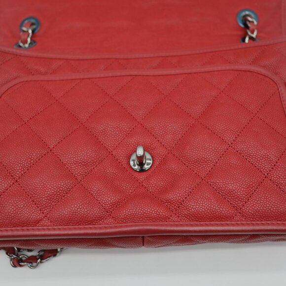 Chanel Red Caviar Leather Medium French Riviera Flap Bag - Picture 8 of 12